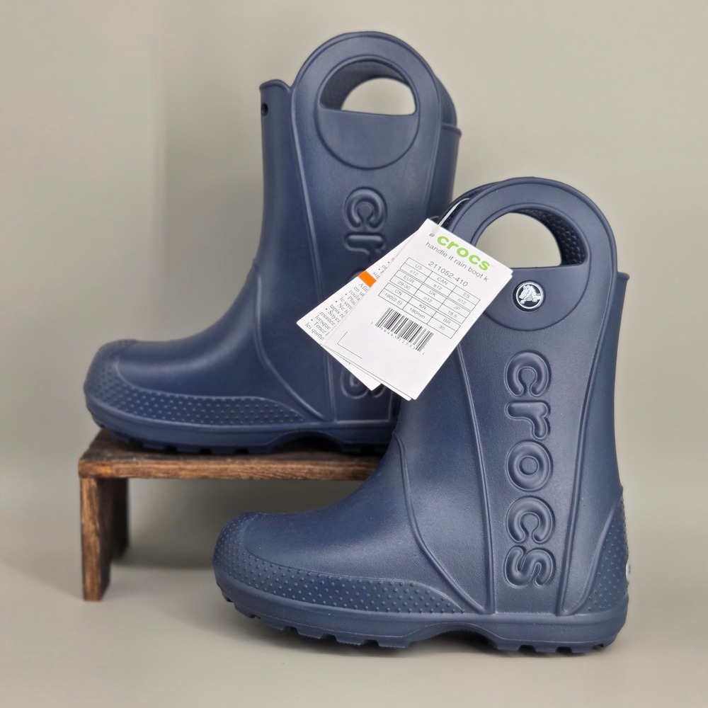 Crocs Handle It Rain Boot Kids Size C12 Navy Blue Waterproof Pull On Lightweight